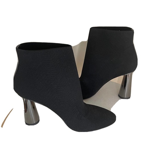 BCBGeneration Conny Black Stretch Fabric Ankle Boot Mirrored Heels Women’s 7.5 - Picture 8 of 16